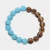 Fashnzfab Leopard Shamballa Ball Beaded Pointed Stretch Bracelet Leopard, Light Blue In Multi