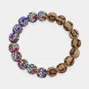 Fashnzfab Leopard Shamballa Ball Beaded Pointed Stretch Bracelet Leopard, Multi In Multi