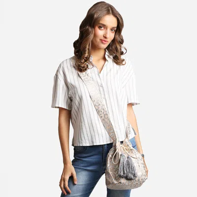 Fashnzfab Leopard Straw Tassel Crossbody Bucket Bag In Multi
