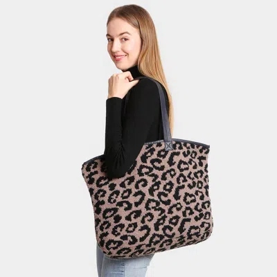 Fashnzfab Leopard Tote Bag In Beige