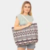 Fashnzfab Leopard Tribal Pattern Beach Tote Bag In Gray