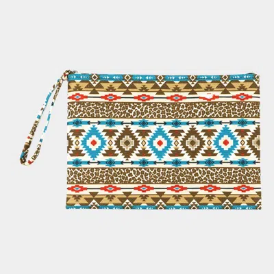 Fashnzfab Leopard Tribal Pattern Pouch Clutch Bag In Brown