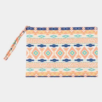 Fashnzfab Leopard Tribal Pattern Pouch Clutch Bag In Pink