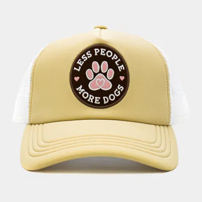 Fashnzfab Less People More Dogs Message Mesh Back Trucker Hat In Green