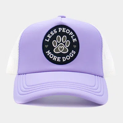 Fashnzfab Less People More Dogs Message Mesh Back Trucker Hat In Purple