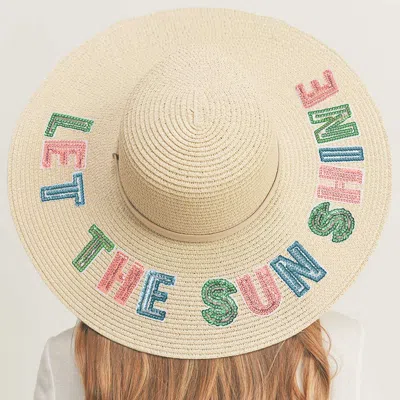 Fashnzfab Let The Sun Shine Sequin Message Straw Panama Sun Hat In Multi