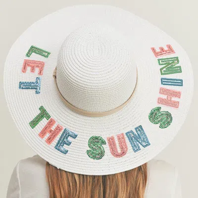 Fashnzfab Let The Sun Shine Sequin Message Straw Panama Sun Hat In Multi