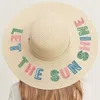 Fashnzfab Let The Sun Shine Sequin Message Straw Panama Sun Hat In Sand