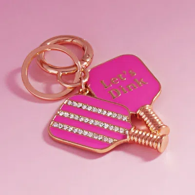 Fashnzfab Lets Dink Message Double Enamel Pickleball Paddle Keychain / Bag Charm In Multi