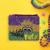 Fashnzfab Lets Mardi Party Message Mardi Gras Mask Seed Beaded Mini Pouch Bag In Multi