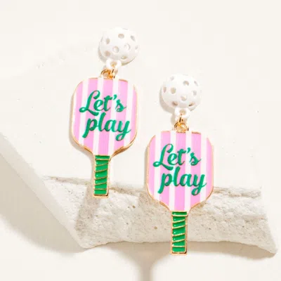 Fashnzfab Lets Play Pickleball Paddle Dangle Earrings In Brown