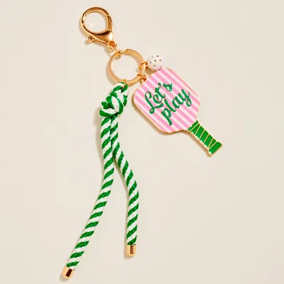 Fashnzfab Lets Play Pickleball Paddle Knot Strap Keychain Bag Charm In Pink