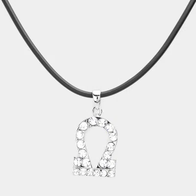 Fashnzfab Libra - Stone Embellished Zodiac Pendant Necklace In Silver