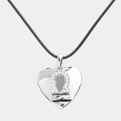 Fashnzfab Libra - Zodiac Heart Layered Pendant Necklace In Metallic