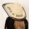 Fashnzfab Life Is A Beach Message Mesh Brim Straw Sun Hat In Sand