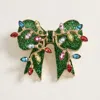 Fashnzfab Light Accent Christmas Bow Pin Brooch In Green