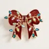 Fashnzfab Light Accent Christmas Bow Pin Brooch In Red