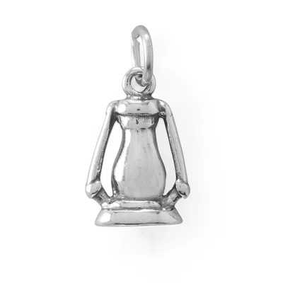 Fashnzfab Light The Way! Oxidized 3d Lantern Charm In Silver