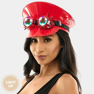 Fashnzfab Light Up Solid Fisherman Goggle Hat In Red
