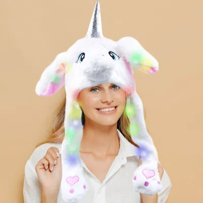 Fashnzfab Light Up Solid Fisherman Goggle Hat In White