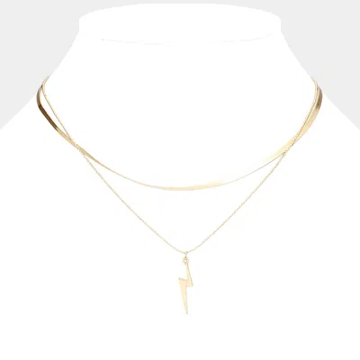 Fashnzfab Lightning Pendant Double Layered Necklace In Gray