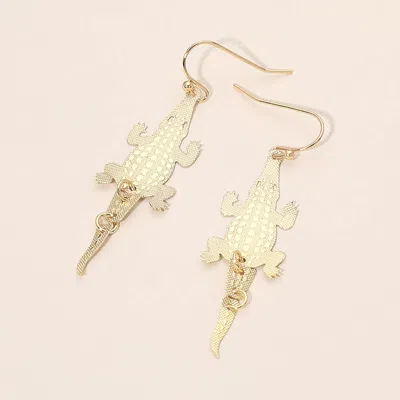 Fashnzfab Lightweight Alligator Plate Drop Earrings In Gold