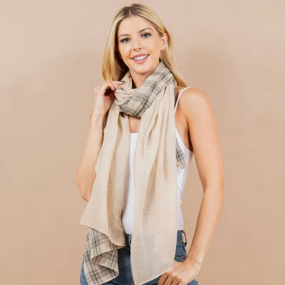 Fashnzfab Lightweight Boho Geometric Pattern Scarf / Kimono Poncho Wrap In Sand