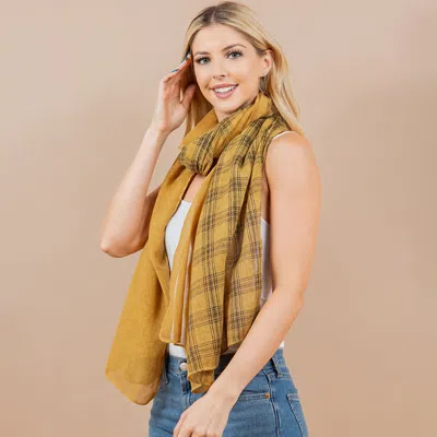 Fashnzfab Lightweight Boho Geometric Pattern Scarf / Kimono Poncho Wrap In Yellow