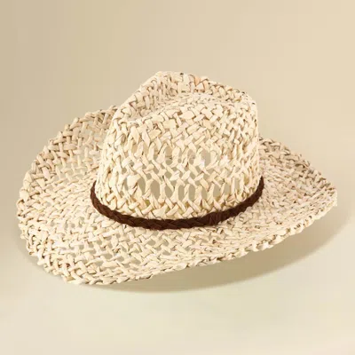 Fashnzfab Lightweight Breathable Woven Summer Fedora Sun Hat 23" In Sand