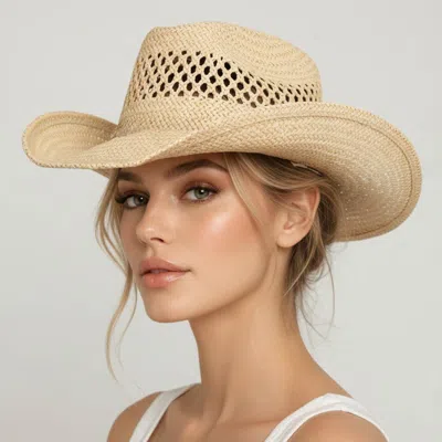 Fashnzfab Lightweight Breathable Woven Summer Hat In Sand