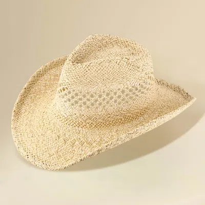 Fashnzfab Lightweight Breathable Woven Western Summer Fedora Sun Hat 23" In Sand