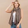 Fashnzfab Lightweight Crinkle Textured Sheer Scarf / Open Front Kimono Poncho Wrap In Brown