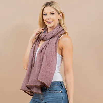 Fashnzfab Lightweight Crinkle Textured Sheer Scarf / Open Front Kimono Poncho Wrap In Pink