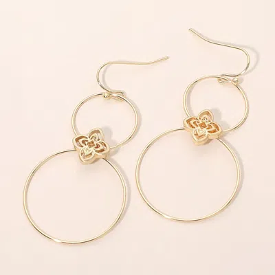 Fashnzfab Lightweight Floral Charm Accent Metal Wire Ring Link Drop Earrings In Gold