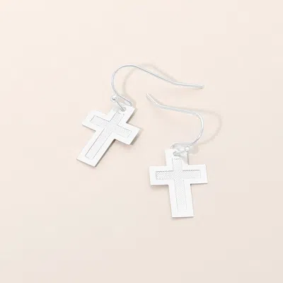 Fashnzfab Lightweight Minimal Cross Charm Drop Dangle Earrings In Silver