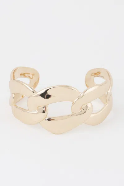 Fashnzfab Lightweight Sculpted Cuff Bracelet In Gold