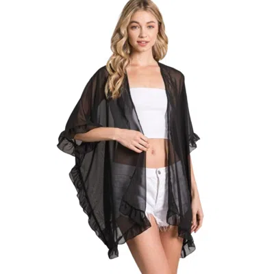 Fashnzfab Lightweight Sheer Shawl Cardigan In Black
