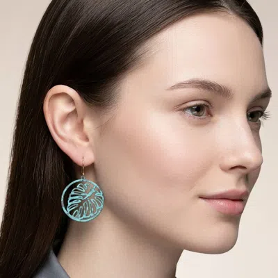 Fashnzfab Lightweight Tropical Leaf Cutout Drop Dangle Earrings In Blue