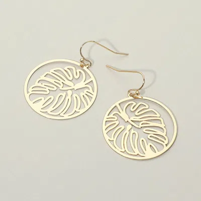 Fashnzfab Lightweight Tropical Leaf Cutout Drop Dangle Earrings In Gold