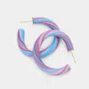 Fashnzfab Line Detailed Polymer Clay Hoop Earrings - Blue In Blue