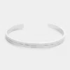 Fashnzfab Lined Metal Cuff Bracelet Rhodium In Multi