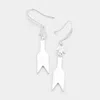 Fashnzfab Linked Metal Arrow Dangle Earrings - Rhodium In Red