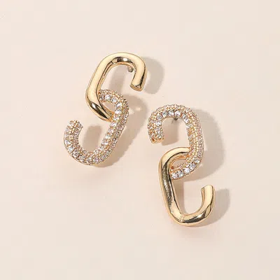 Fashnzfab Linked Pave Statement Earrings In Gold