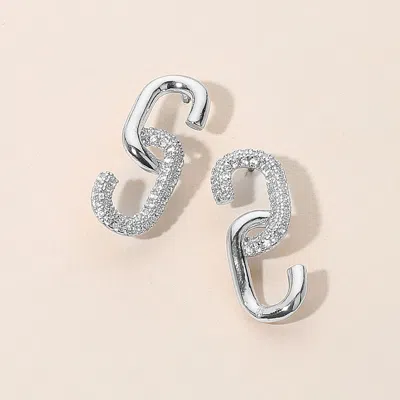 Fashnzfab Linked Pave Statement Earrings In Multi