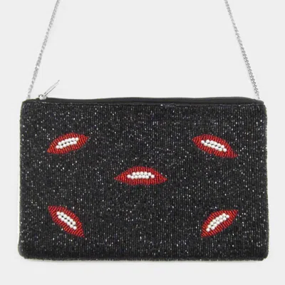 Fashnzfab Lip Detail Crossbody / Clutch Bag In Black