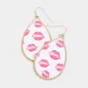 Fashnzfab Lip Patterned Teardrop Dangle Earrings In Gold