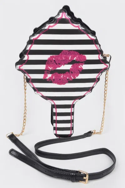 Fashnzfab Lips Hair Brush Clutch In Black