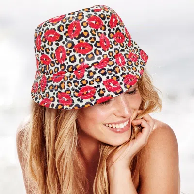 Fashnzfab Lips Leopard Patterned Bucket Hat In Brown