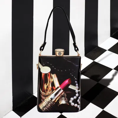 Fashnzfab Lipstick Printed Top Handle Mini Bag / Crossbody Bag In Multi