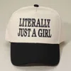 Fashnzfab Literally Just A Girl Message Embroidered Baseball Cap In Black